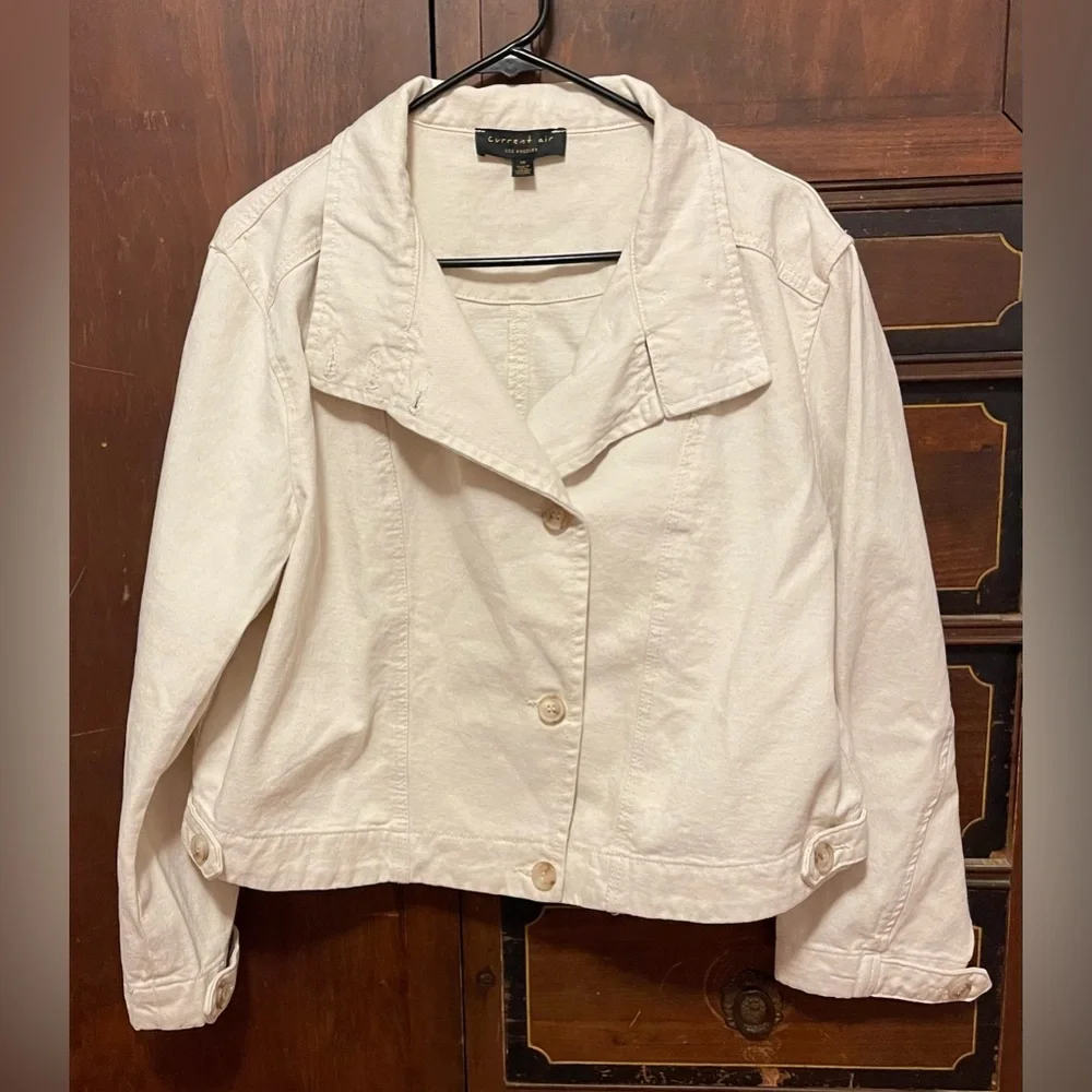 Current Air for Anthropology Cream Jean Jacket